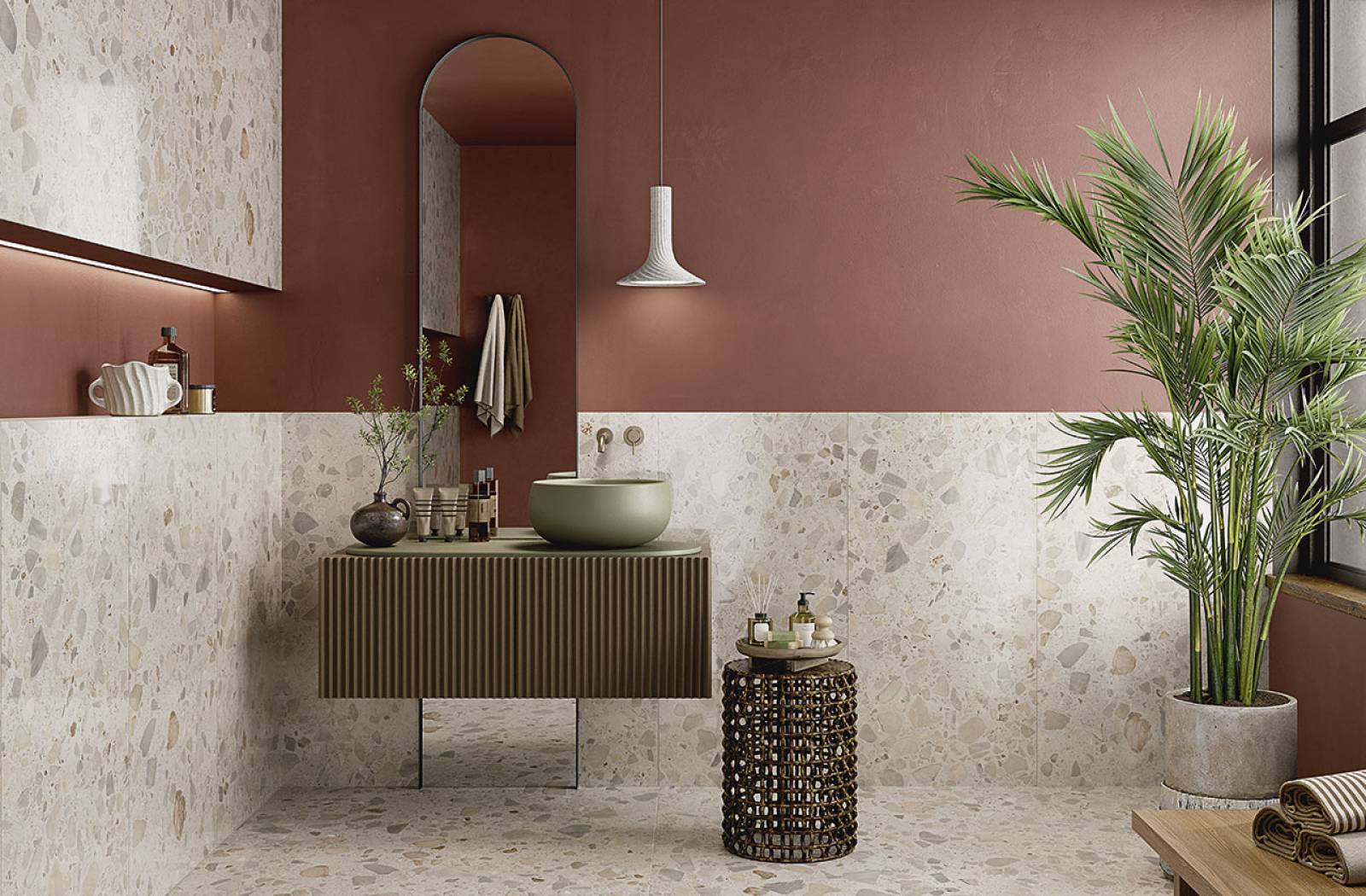 carrelage gres cerame effet terrazzo blanc à Le Cres près de Montpellier