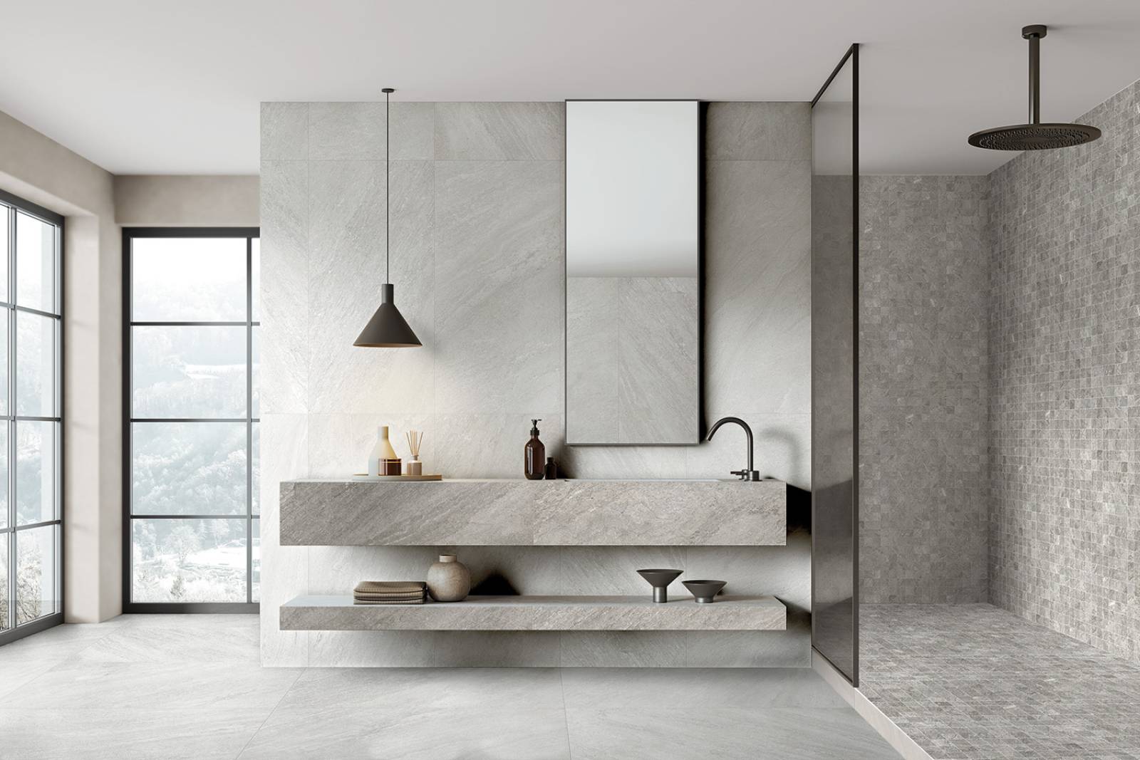 salle de bain avec lavabo avec robinet à bec haut, à Baillargues près de Montpellier