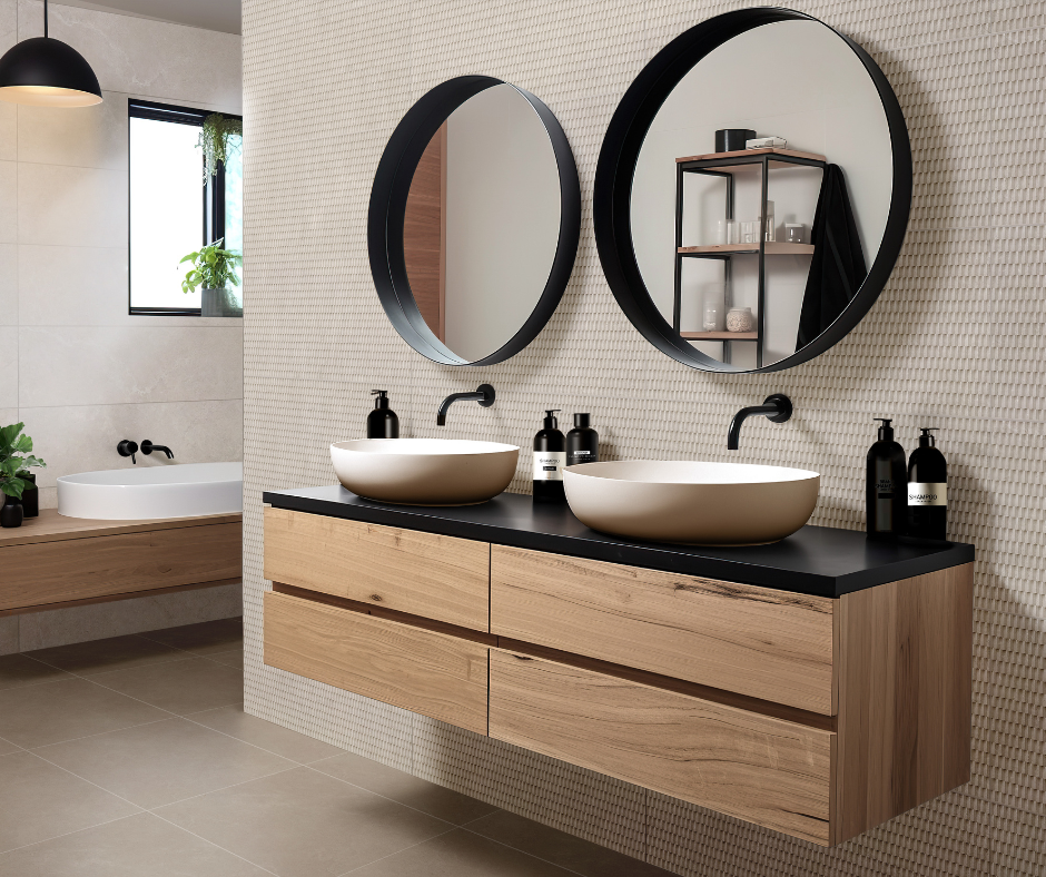 meuble en bois avec double vasque à poser à Castelnau le Lez près de Montpellier