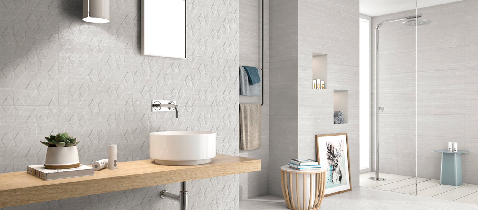 salle de bain gris clair 