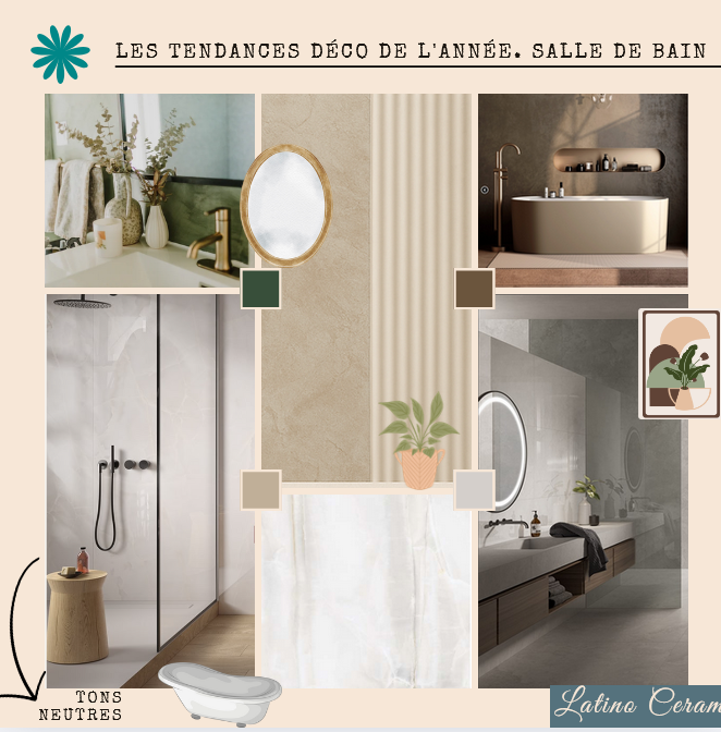 Les   tendances 2025 des carreaux de salle de bain. Couleurs et formats LATINO CERAM – A Lattes, près de Montpellier