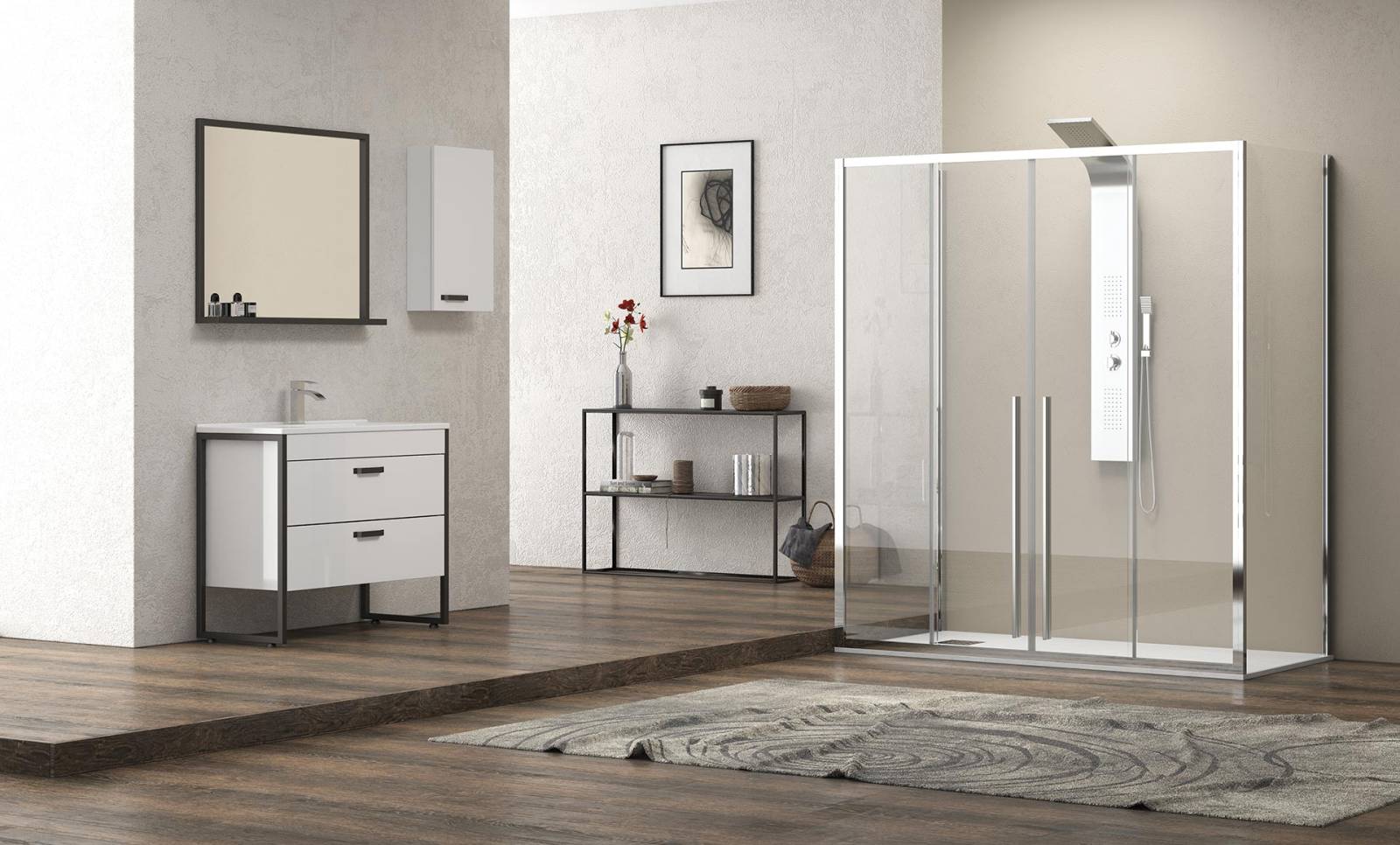 douche à l'italienne avec paroi de douche sur mesure à Lattes près de Montpellier