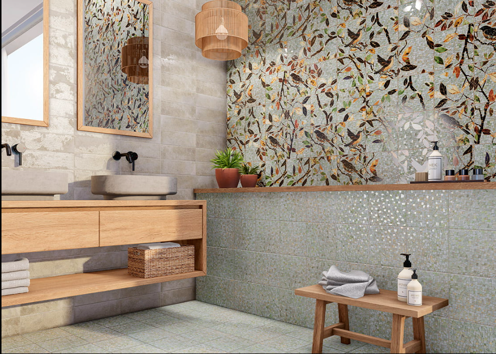 salle de bain avec carreaux de déco