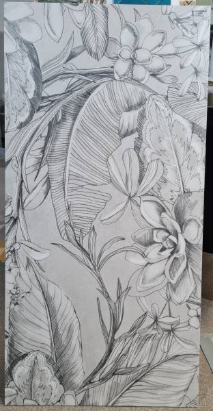 carrelage feuilles imitation dessin crayon papier LATINO CERAM