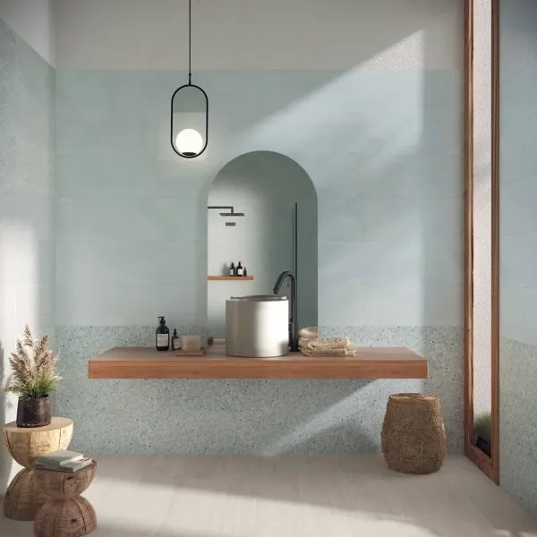 carrelage de salle de bain vert pastel à Mauguio près de Montpellier