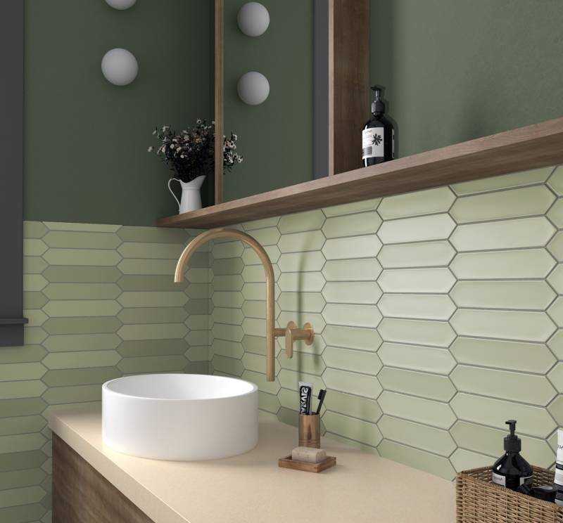 Carrelage design vert pour salle de bain à Baillargues près de Montpellier