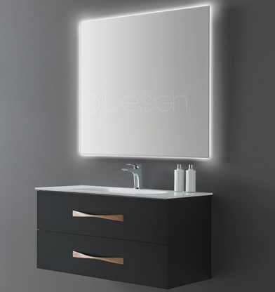 MEUBLE DE SALLE DE BAIN 2 TIROIRS NOIR