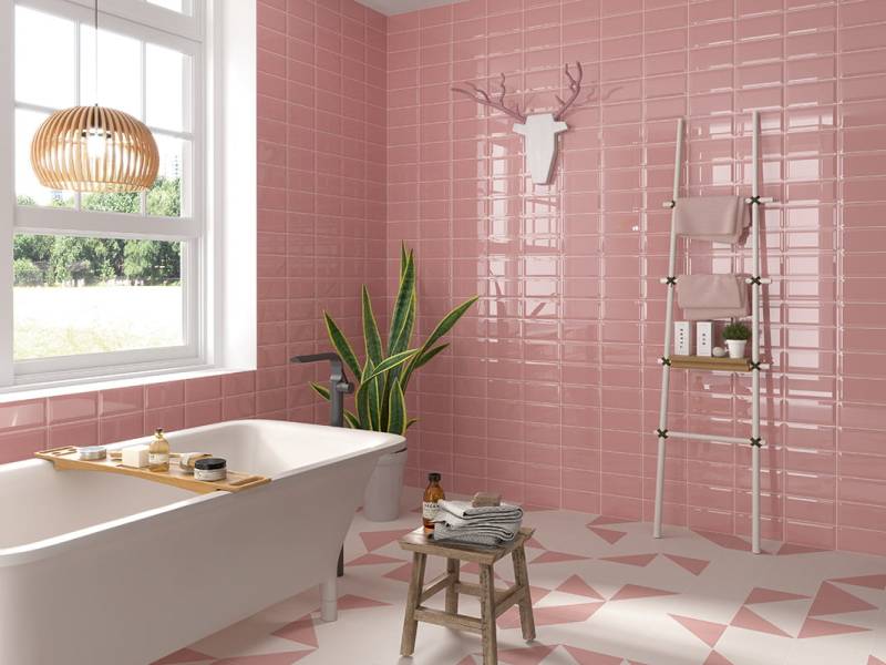 carrelage effet métro rose à Lattes près de Montpellier