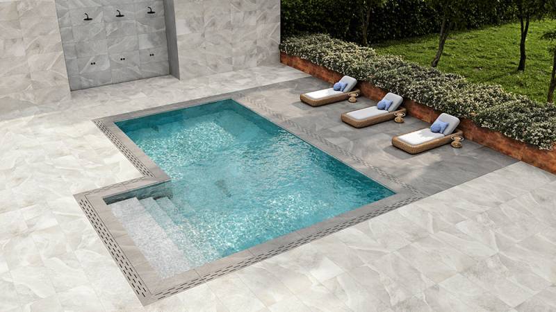 piscine avec margelles à  45° de Carcassonne à Montpellier