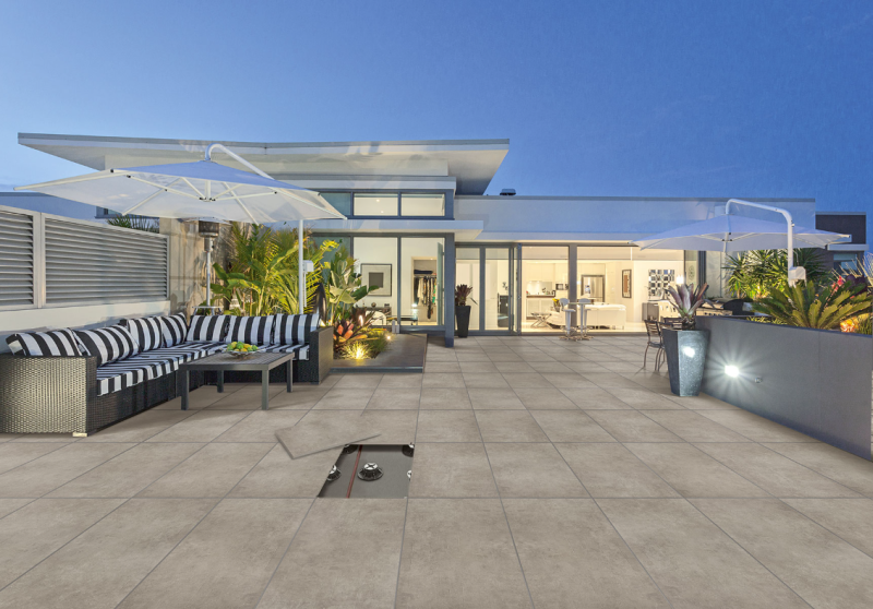 dalles sur plot gris pour terrasse